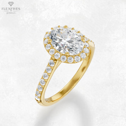 4 CT Oval Cut Moissanite Engagement Ring , Anniversary Ring , Halo Ring , 3 CT + 1 CT Moissanite Ring , Pave Diamond Ring , Ring For Women