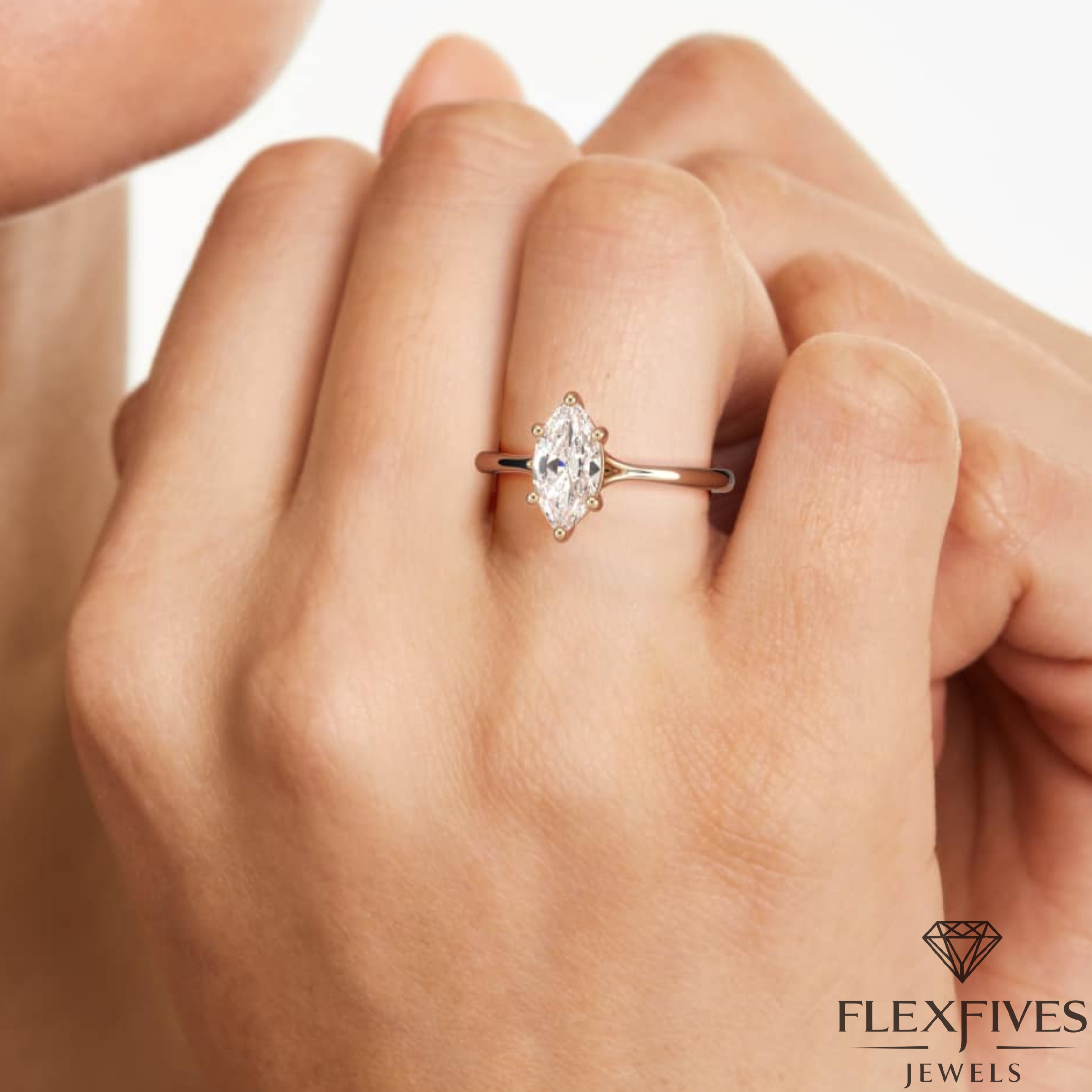 Marquise Cut Engagement Ring, 1.50 ctw 14k Gold Six Prong Setting Marquise Cut Moissanite Diamond Engagement Ring, Solitaire Ring