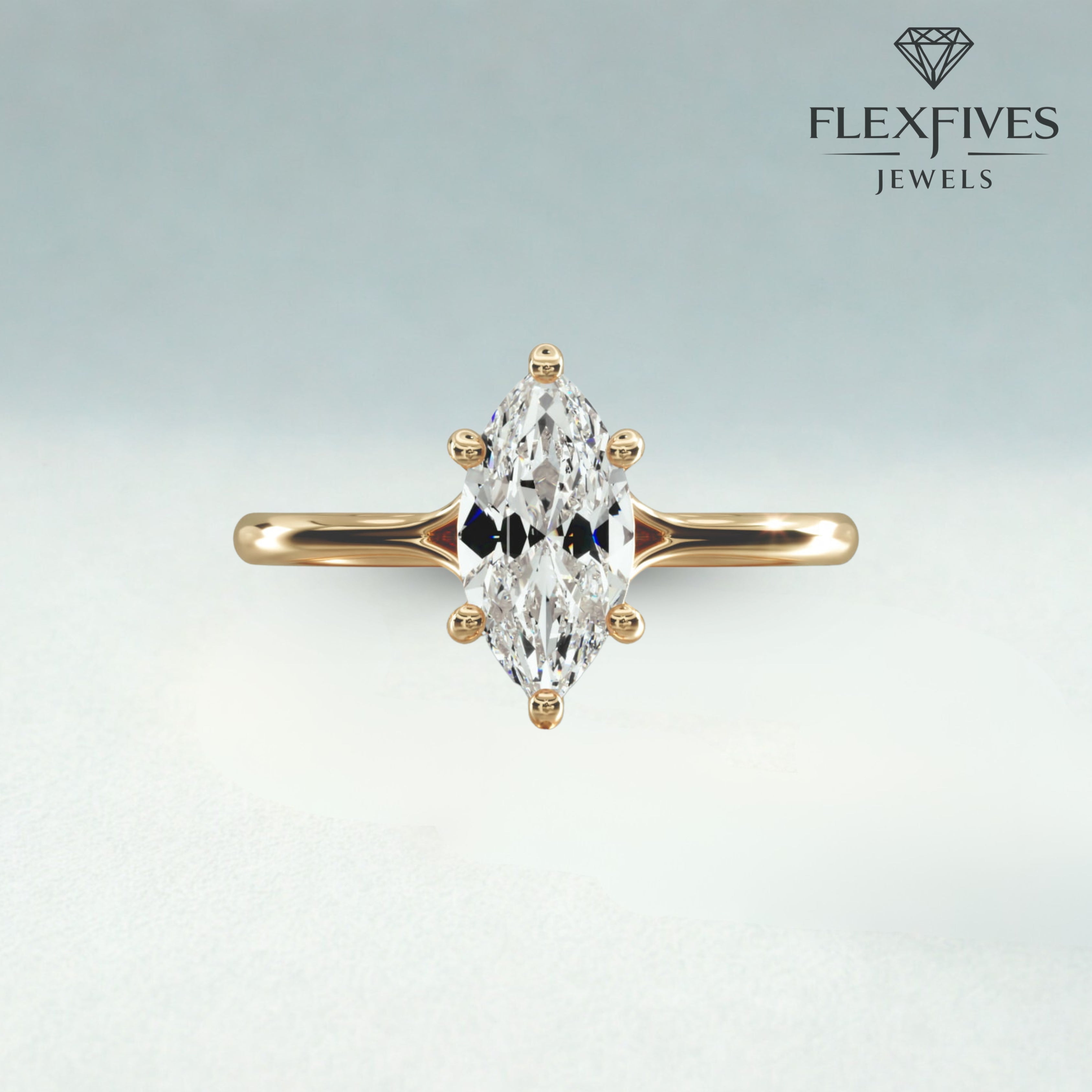 Marquise Cut Engagement Ring, 1.50 ctw 14k Gold Six Prong Setting Marquise Cut Moissanite Diamond Engagement Ring, Solitaire Ring