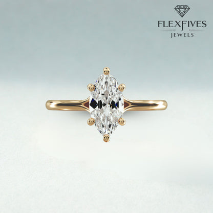 1.50 ctw 14k Gold Six Prong Setting Marquise Cut Engagement Ring Solitaire Ring