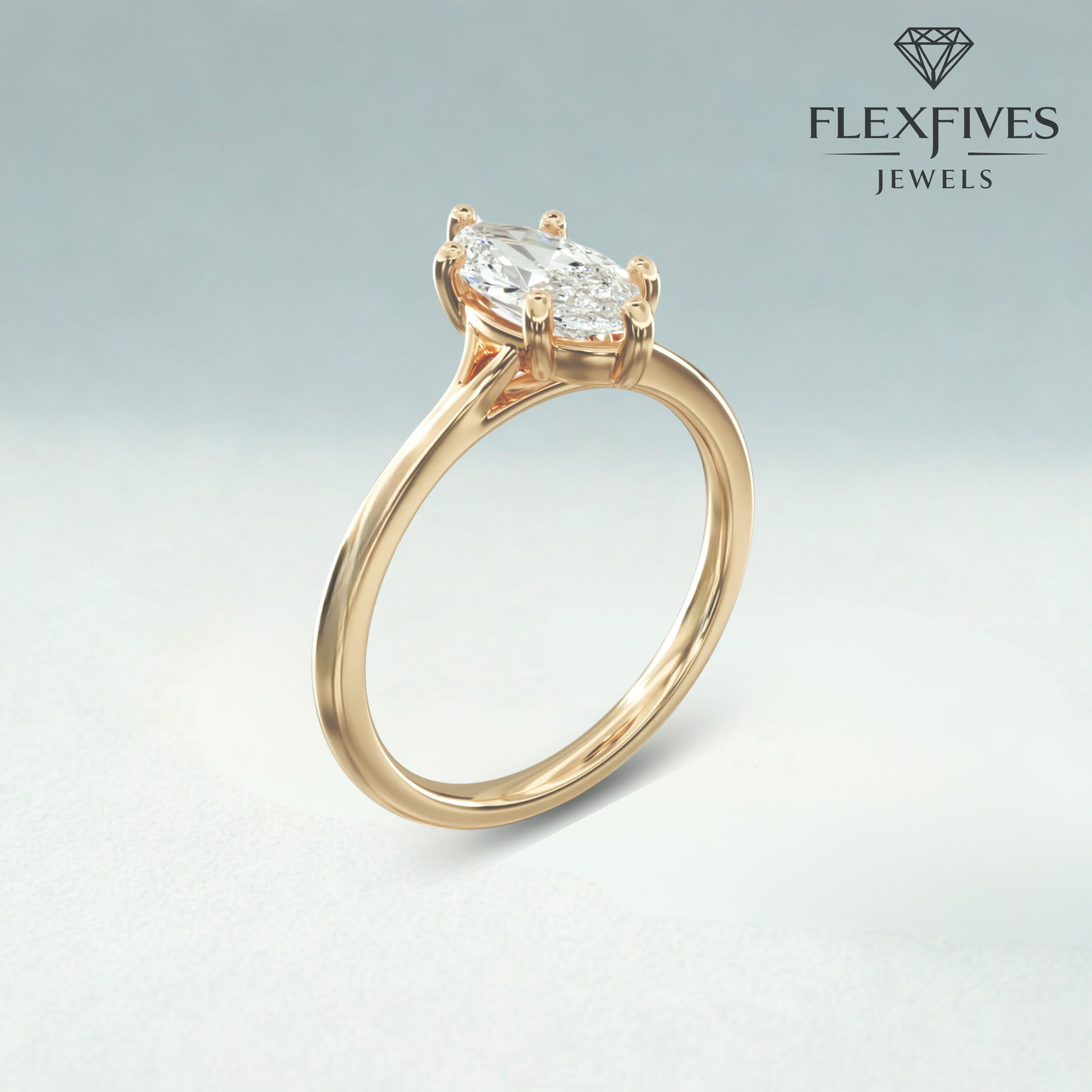 Marquise Cut Engagement Ring, 1.50 ctw 14k Gold Six Prong Setting Marquise Cut Moissanite Diamond Engagement Ring, Solitaire Ring
