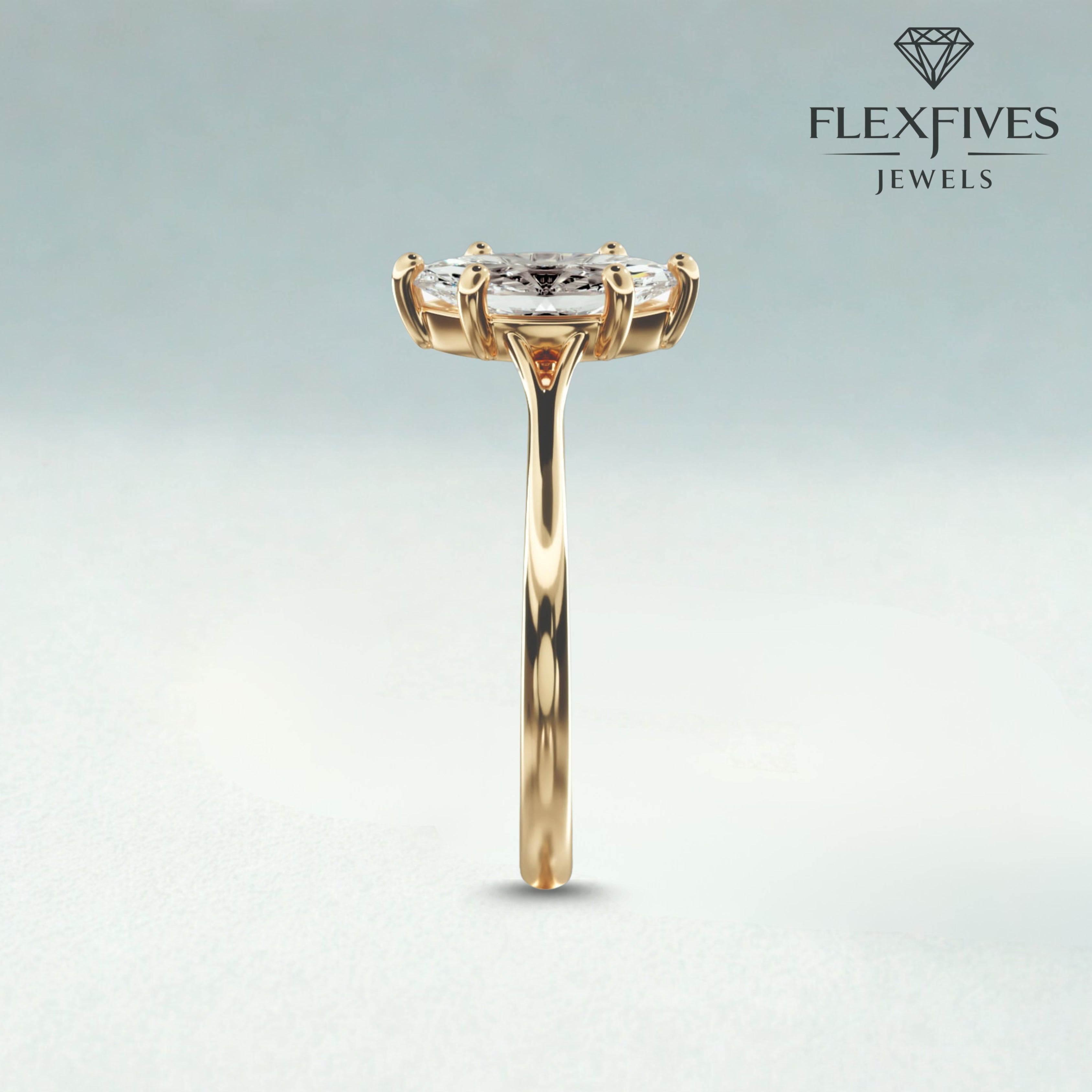 Marquise Cut Engagement Ring, 1.50 ctw 14k Gold Six Prong Setting Marquise Cut Moissanite Diamond Engagement Ring, Solitaire Ring