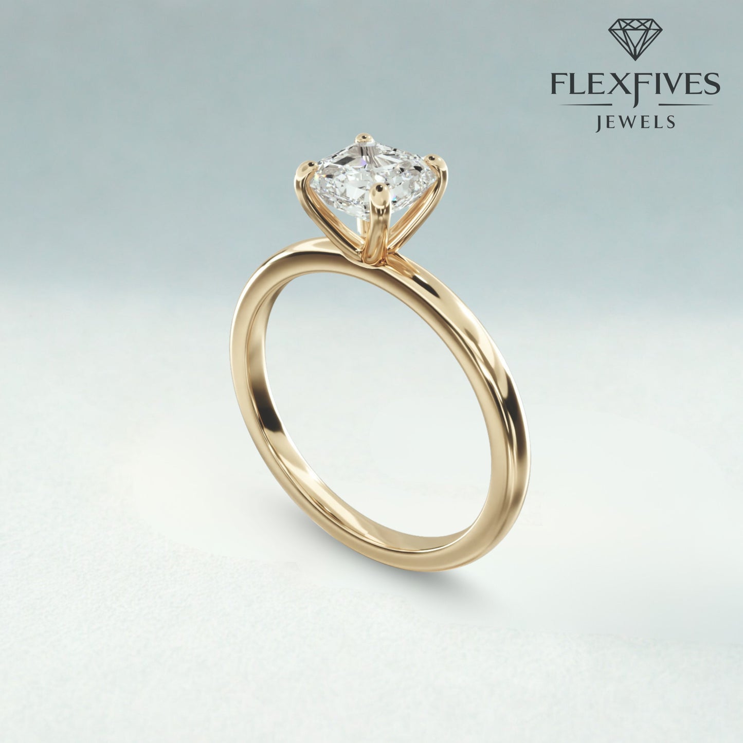 1.50 Carat Asscher Cut Moissanite Diamond Solitaire Ring / Low profile Setting Moissanite Diamond Ring / Dainty Proposal Ring