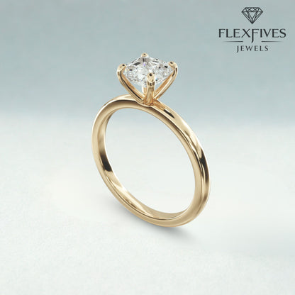 1.50 Carat Asscher Cut Moissanite Diamond Solitaire Ring / Low profile Setting Moissanite Diamond Ring / Dainty Proposal Ring