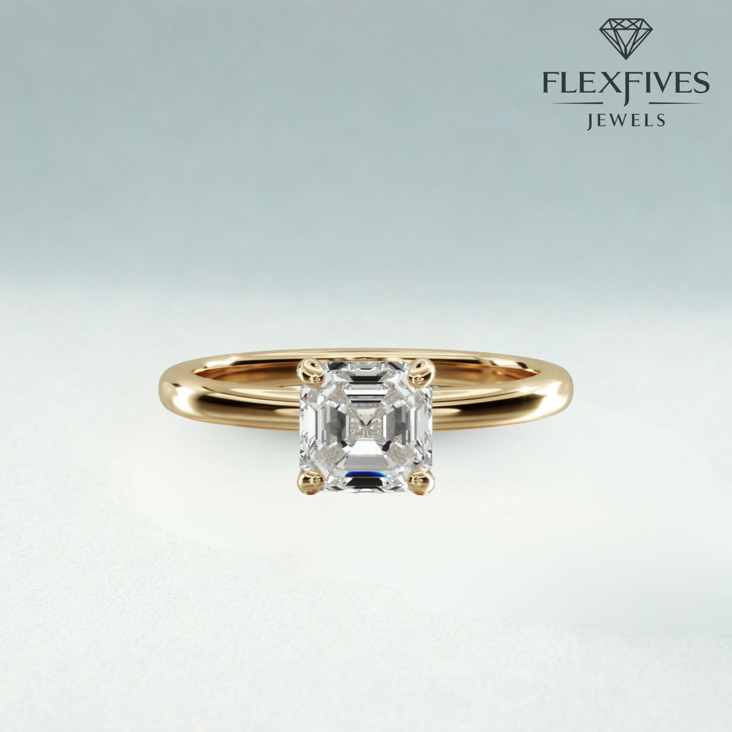 1.50 Carat Asscher Cut Moissanite Diamond Solitaire Ring / Low profile Setting Moissanite Diamond Ring / Dainty Proposal Ring