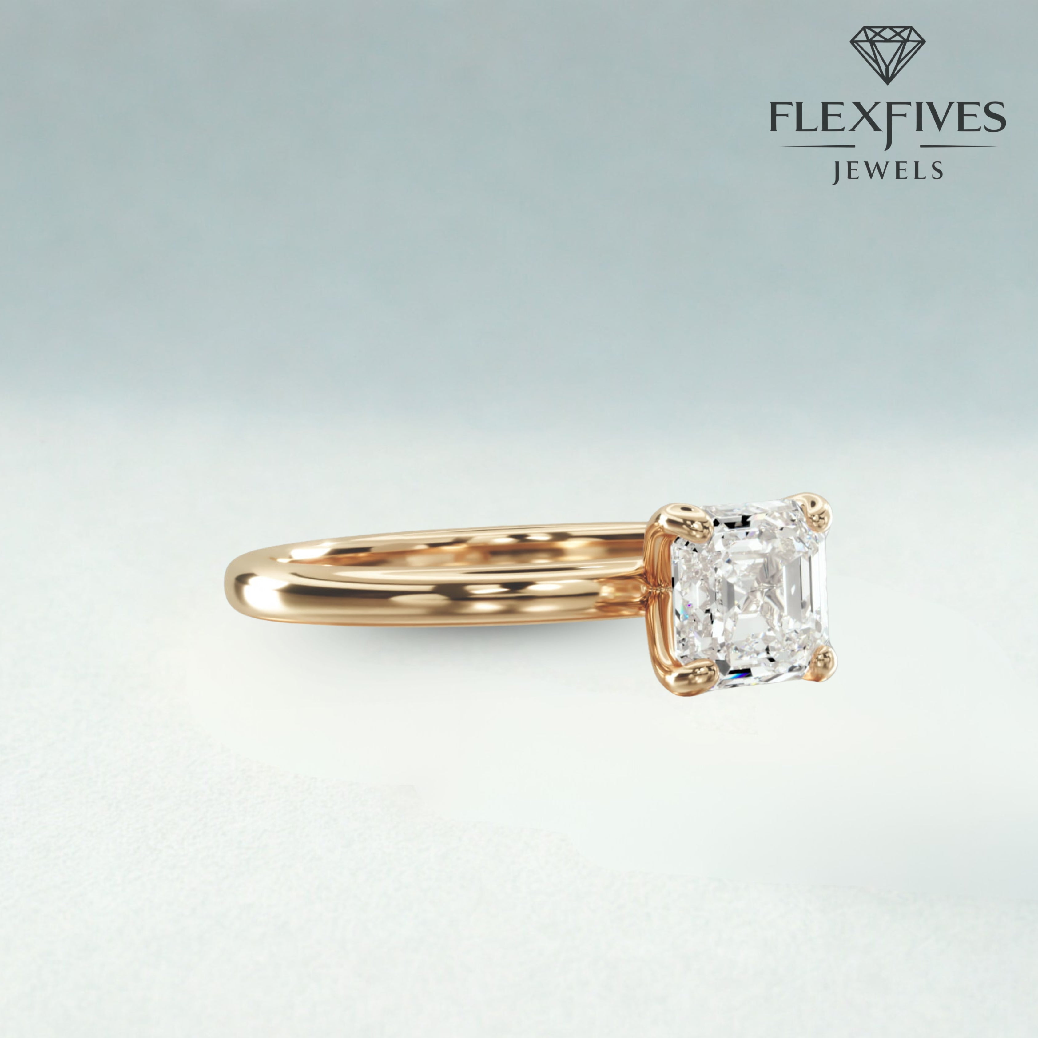 1.50 Carat Asscher Cut Moissanite Diamond Solitaire Ring / Low profile Setting Moissanite Diamond Ring / Dainty Proposal Ring