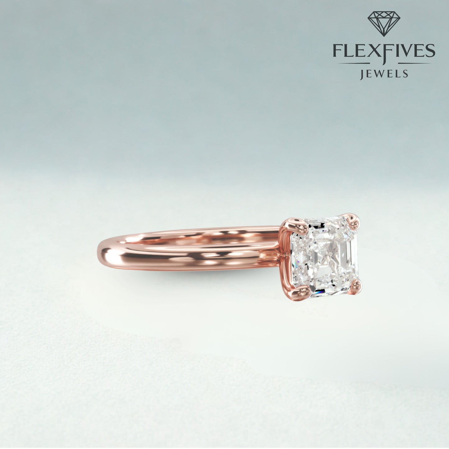 1.50 Carat Asscher Cut Moissanite Diamond Solitaire Ring / Low profile Setting Moissanite Diamond Ring / Dainty Proposal Ring