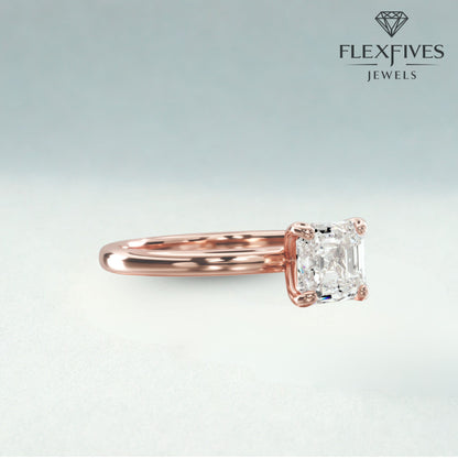 1.50 Carat Asscher Cut Moissanite Diamond Solitaire Ring / Low profile Setting Moissanite Diamond Ring / Dainty Proposal Ring