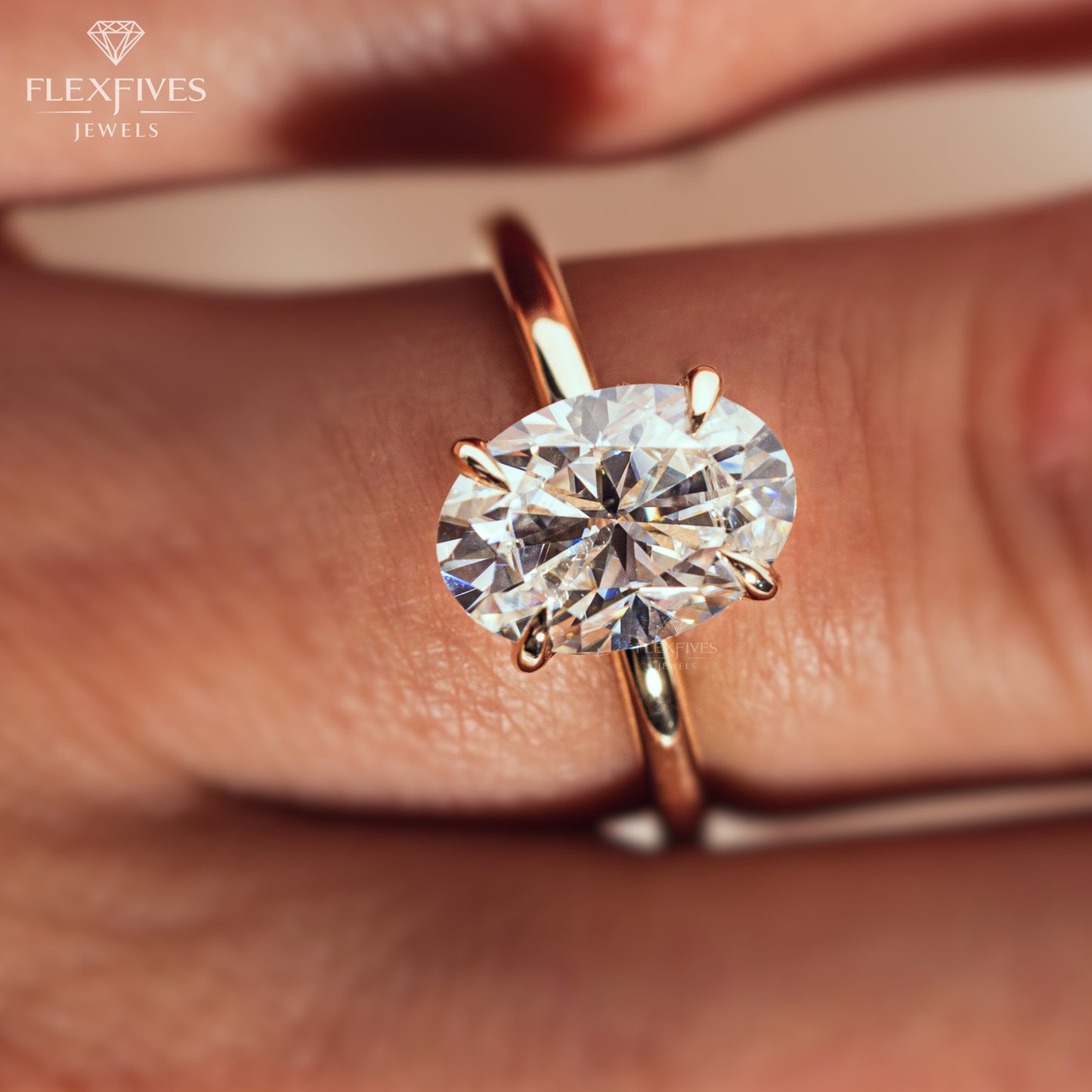 Oval Cut Engagement Ring, Solitaire Ring, Thin Band Engagement Ring, Gold Diamond Ring, Proposal Ring