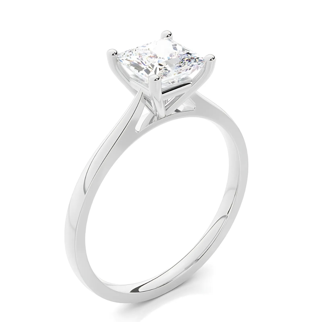 Exquisite Gold Princess Cut Diamond Engagement Ring | Modern Luxury Solitaire