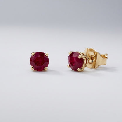 Ruby Royale Lab-Grown Ruby & Diamond Stud Earrings, 1.14 CTW