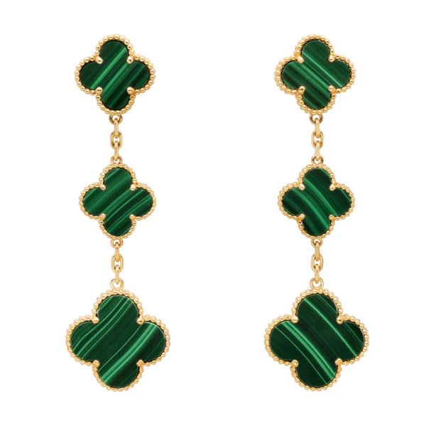 Emerald Clover Cascade Earrings