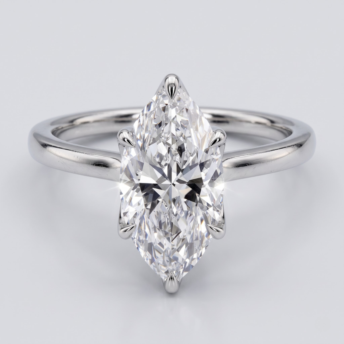 Marquise Cut Moissanite Engagement Ring in 14K Gold with 1–3 CT Diamond