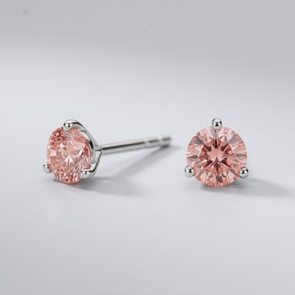 Pink diamond stud earrings in 14K white gold