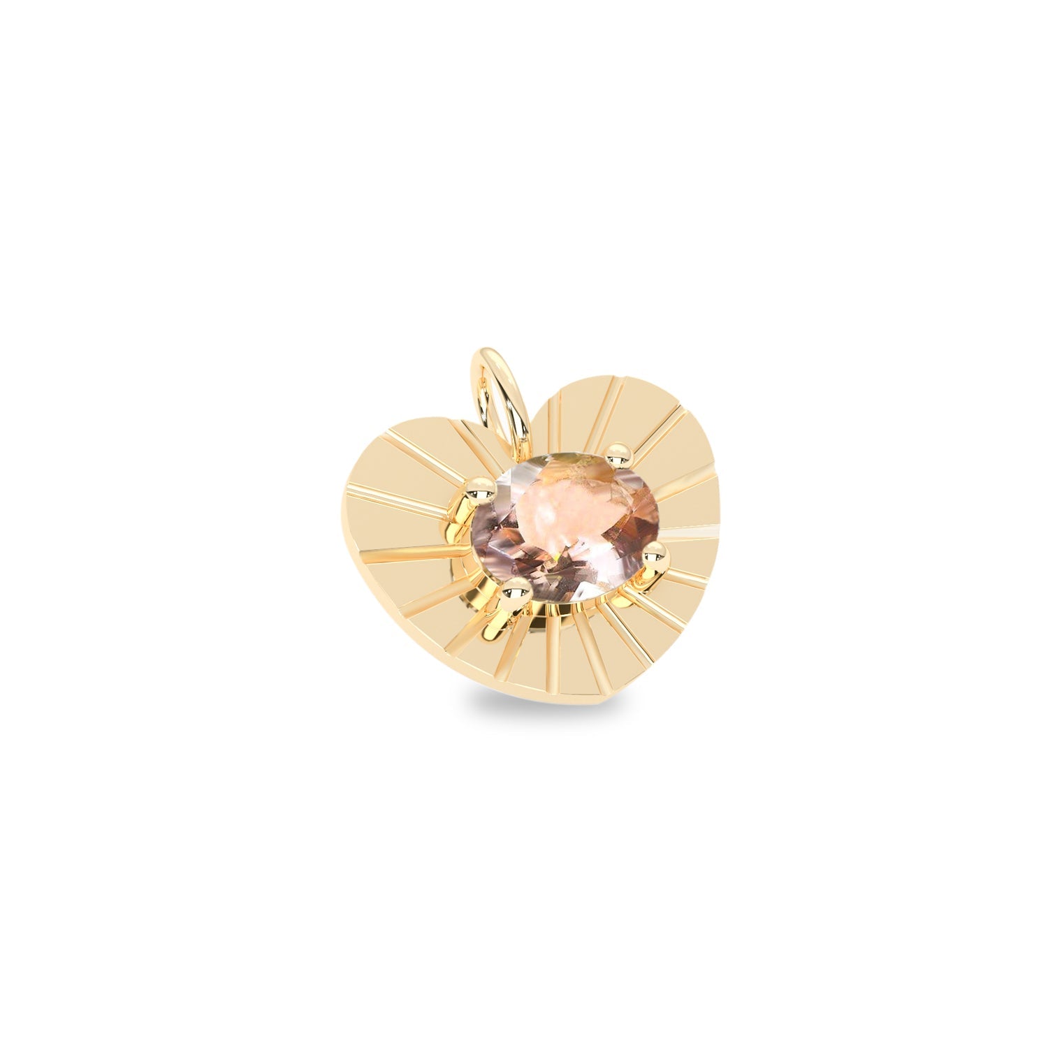 The Lavish Heart Charm, Peach Morganite