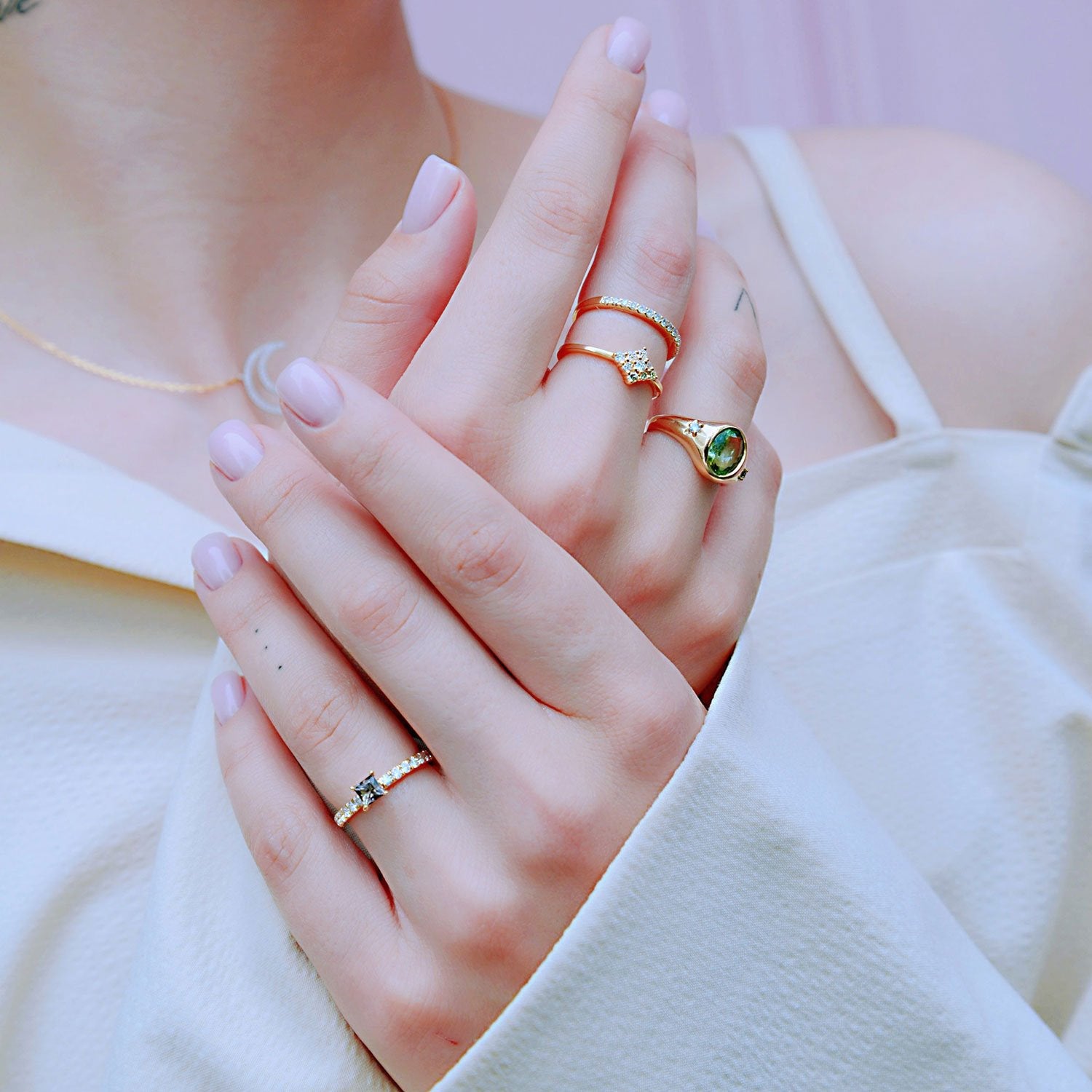 Mint Green Tourmaline Signet Ring