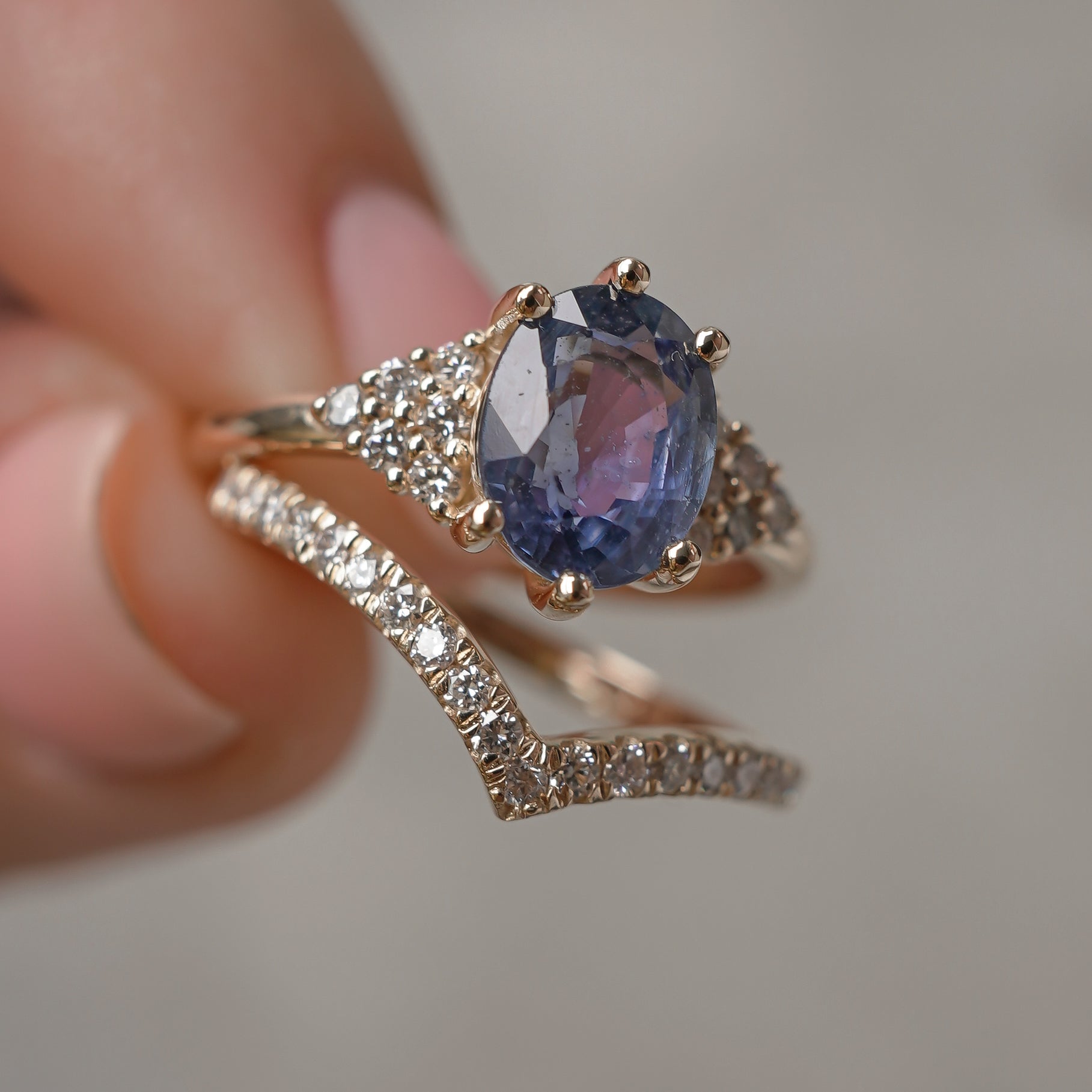 Emma Oval Natural Blue Sapphire Engagement Ring