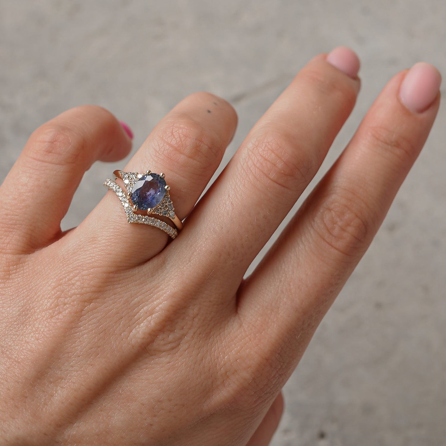 Emma Oval Natural Blue Sapphire Engagement Ring