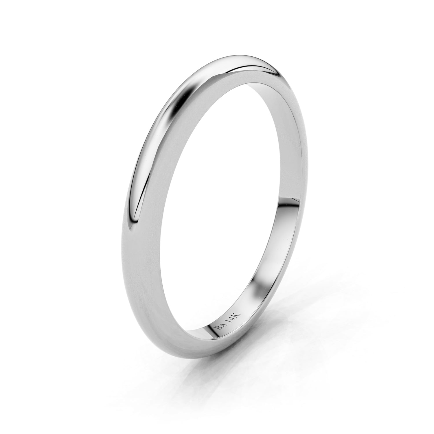 2mm Half Round Forever Wedding Band, 14k Gold