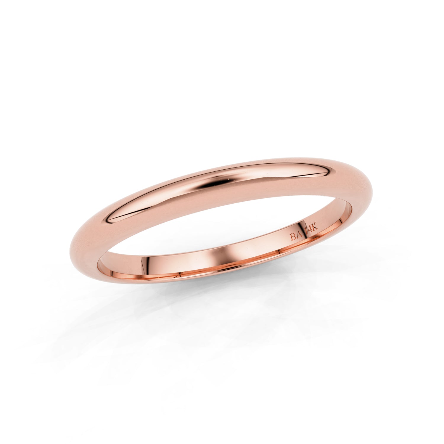 2mm Half Round Forever Wedding Band, 14k Gold