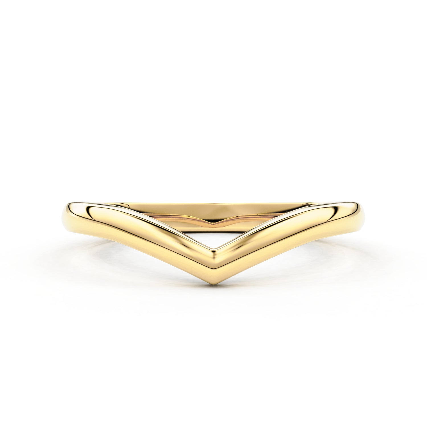 14k Solid Gold V Shape Stackable Ring