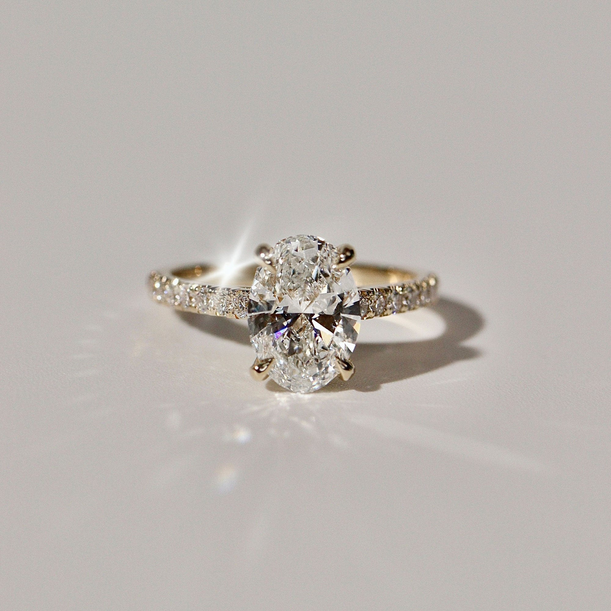 Riley Oval Hidden Halo Engagement Ring, Moissanite/Lab Grown Diamond