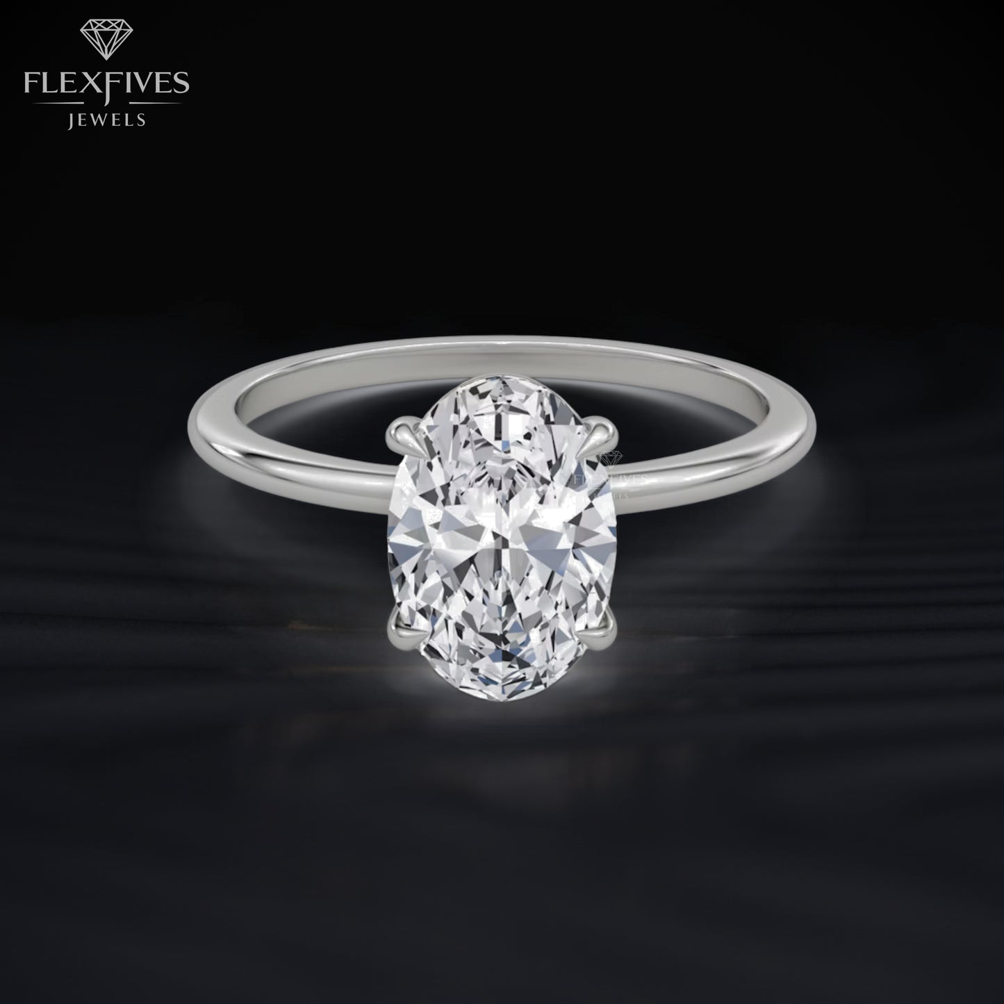 Oval Cut Engagement Ring, Solitaire Ring, Thin Band Engagement Ring, Gold Diamond Ring, Proposal Ring