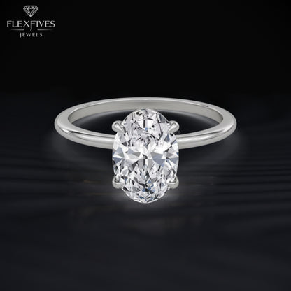 Oval Cut Engagement Ring, Solitaire Ring, Thin Band Engagement Ring, Gold Diamond Ring, Proposal Ring