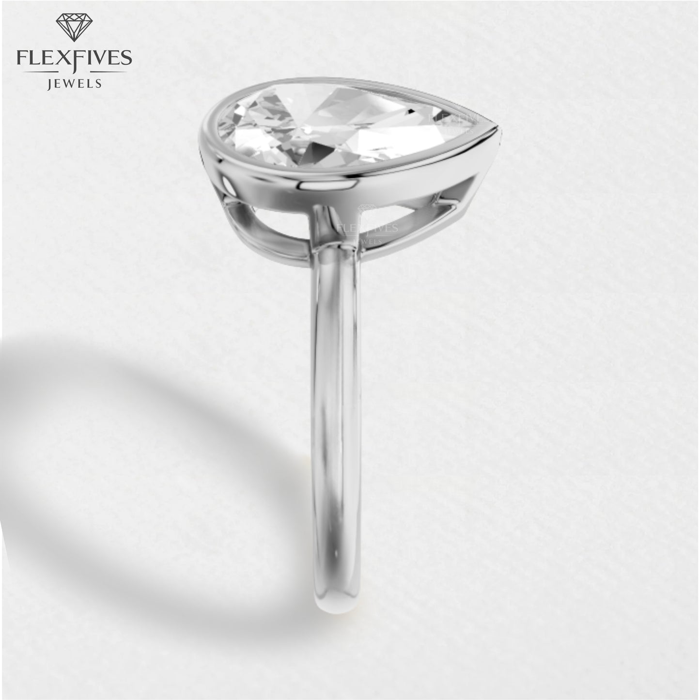 Bezel Set Pear Cut Solitaire Moissanite Engagement Ring | 1.50 CT Moissanite Ring in 14K Solid Gold | Solo Ring for Women