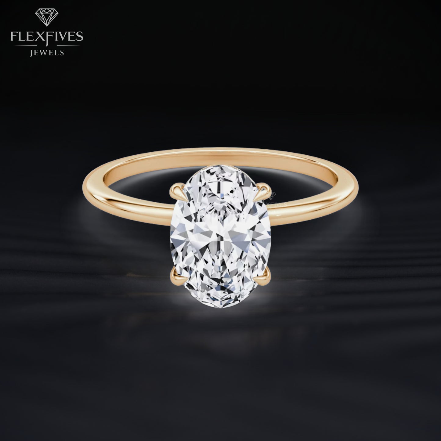 Oval Cut Engagement Ring, Solitaire Ring, Thin Band Engagement Ring, Gold Diamond Ring, Proposal Ring