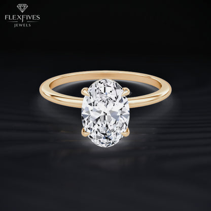 Oval Cut Engagement Ring, Solitaire Ring, Thin Band Engagement Ring, Gold Diamond Ring, Proposal Ring
