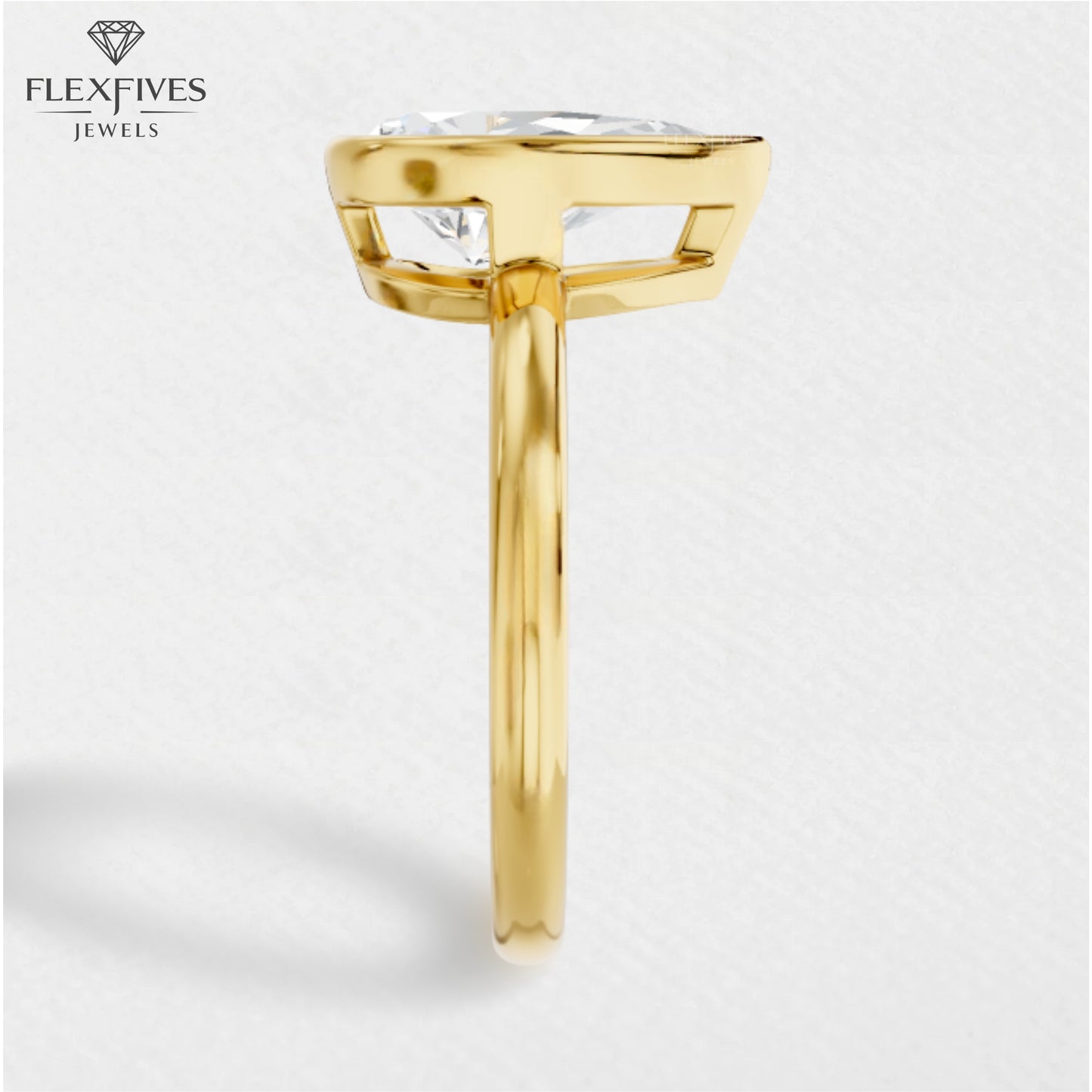 Bezel Set Pear Cut Solitaire Moissanite Engagement Ring | 1.50 CT Moissanite Ring in 14K Solid Gold | Solo Ring for Women