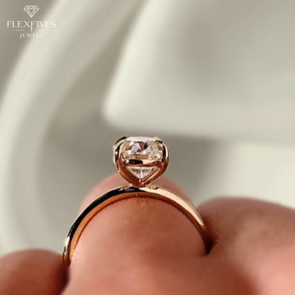 Oval Cut Engagement Ring, Solitaire Ring, Thin Band Engagement Ring, Gold Diamond Ring, Proposal Ring