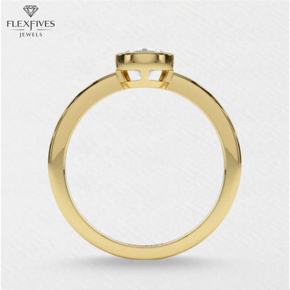 Bezel Set Pear Cut Solitaire Moissanite Engagement Ring | 1.50 CT Moissanite Ring in 14K Solid Gold | Solo Ring for Women