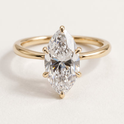 2 Ct - 3 Ct Marquise Ring with Hidden Halo | 14 KT Gold Solitaire Engagement Ring