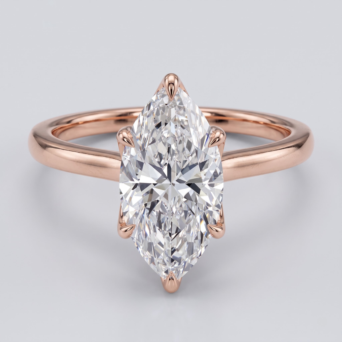 Marquise Cut Moissanite Engagement Ring in 14K Gold with 1–3 CT Diamond