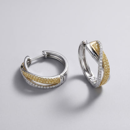 Canare 14K Two-Tone Gold Diamond Huggie Earrings, 1.08 CTW