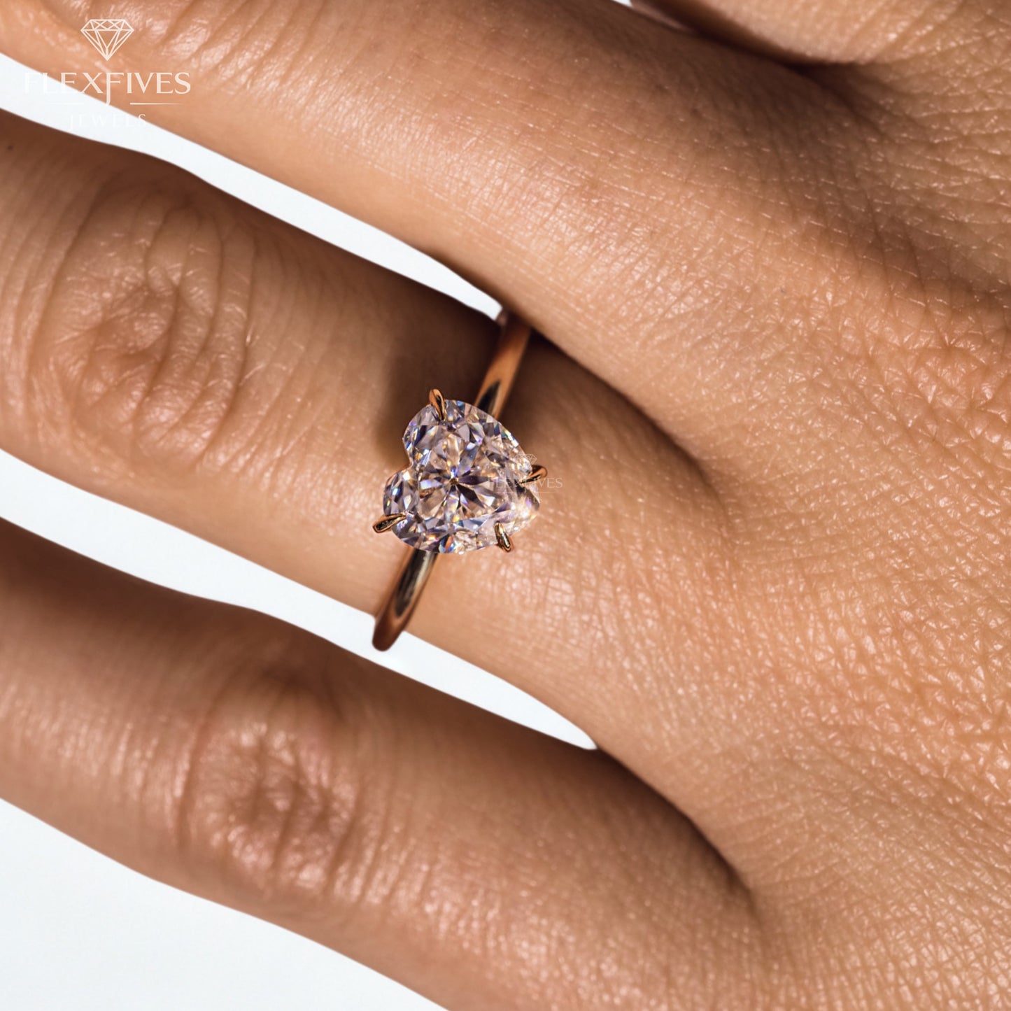 Solid 14K Gold Ring, 1.50 CT Heart Cut Colorless Moissanite Engagement Ring, Prong Accents Solitaire Ring, Proposal Ring, Gift For Women