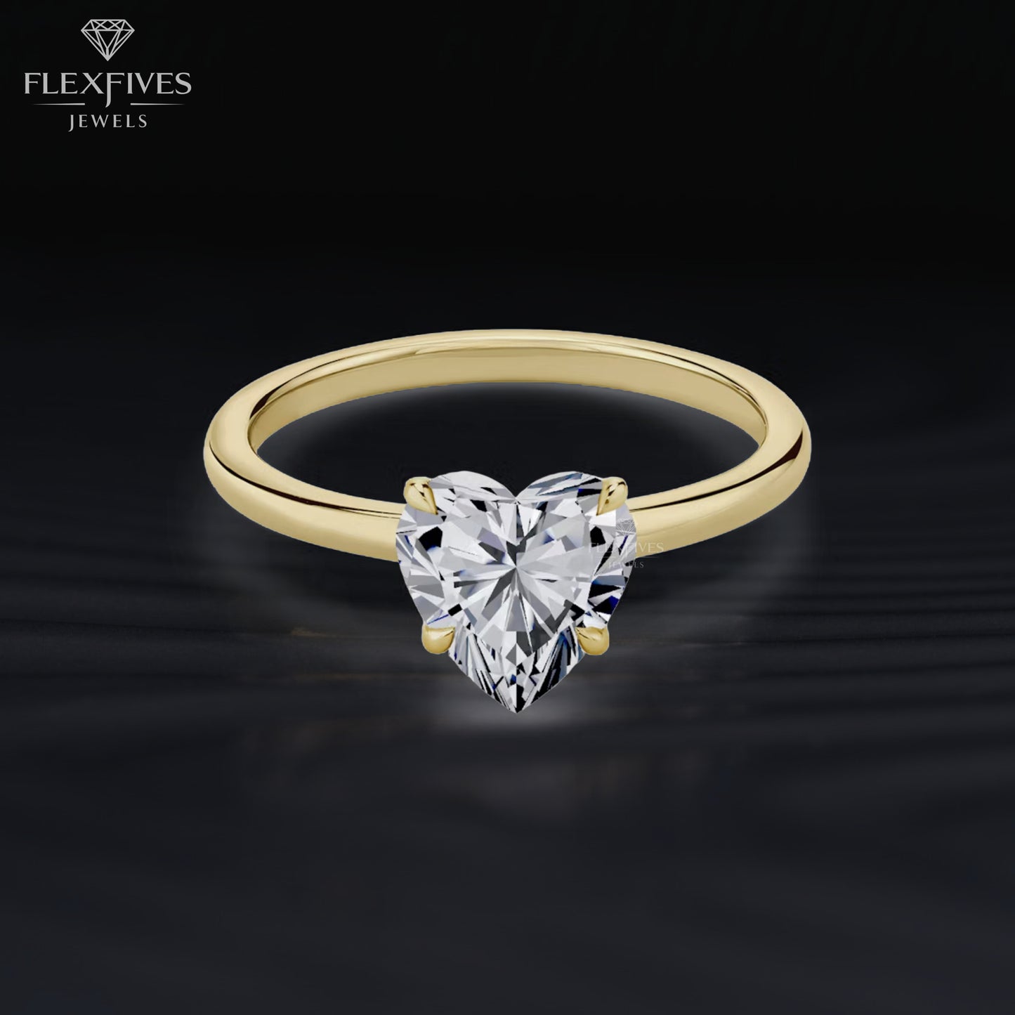 Solid 14K Gold Ring, 1.50 CT Heart Cut Colorless Moissanite Engagement Ring, Prong Accents Solitaire Ring, Proposal Ring, Gift For Women