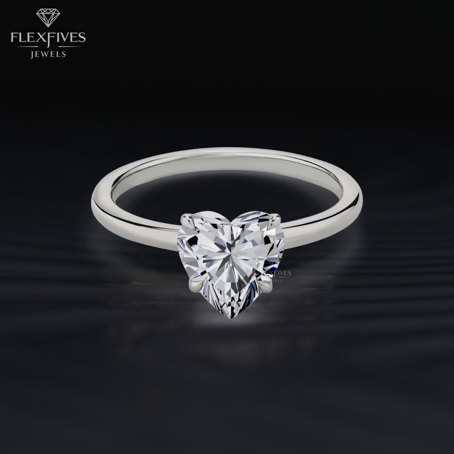 Solid 14K Gold Ring, 1.50 CT Heart Cut Colorless Moissanite Engagement Ring, Prong Accents Solitaire Ring, Proposal Ring, Gift For Women