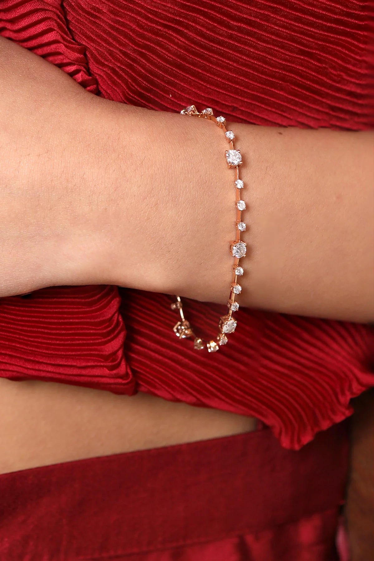 Rose Gold Solitaire Diamond Tennis Bracelet