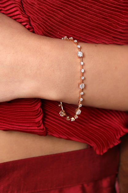 Rose Gold Solitaire Diamond Tennis Bracelet