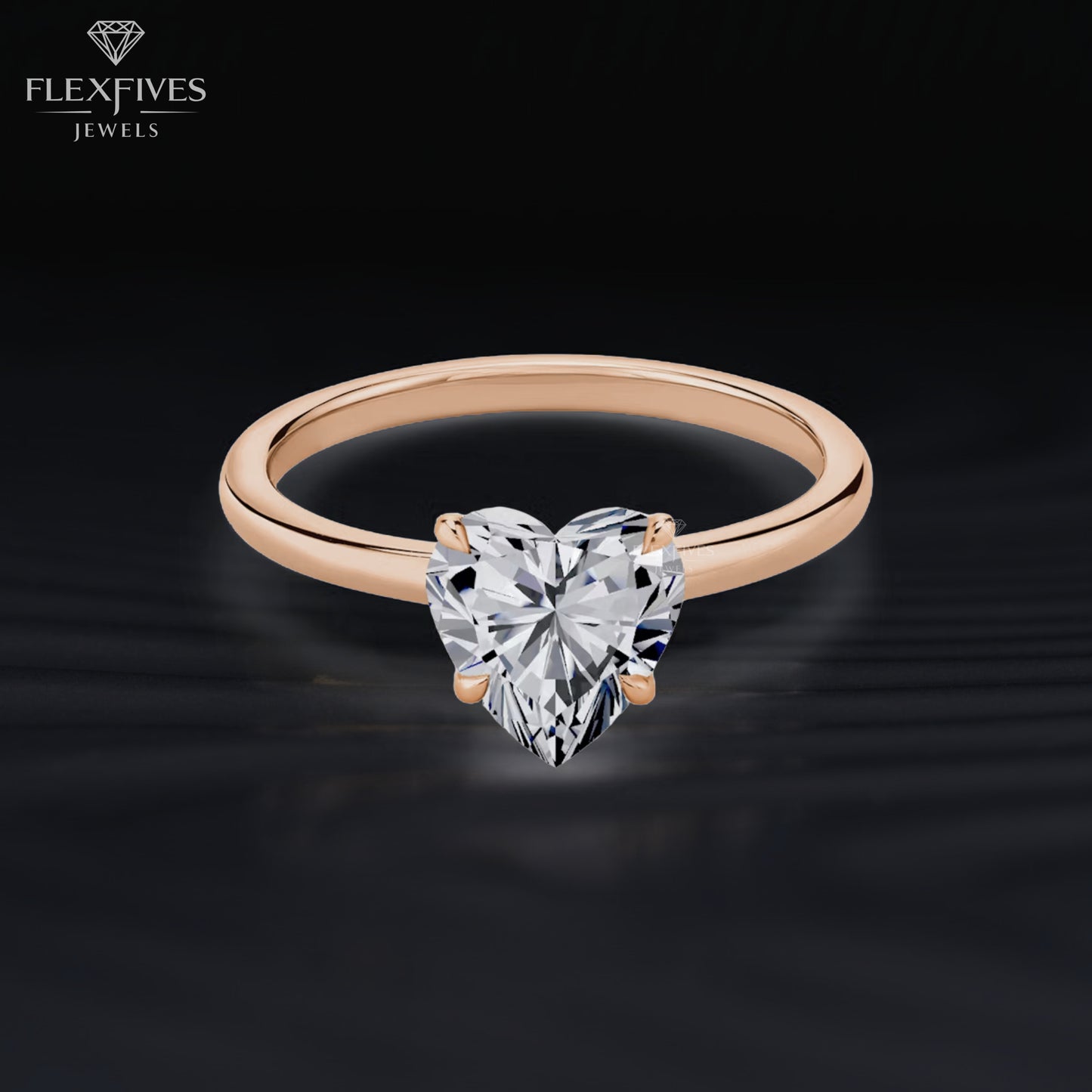 Solid 14K Gold Ring, 1.50 CT Heart Cut Colorless Moissanite Engagement Ring, Prong Accents Solitaire Ring, Proposal Ring, Gift For Women