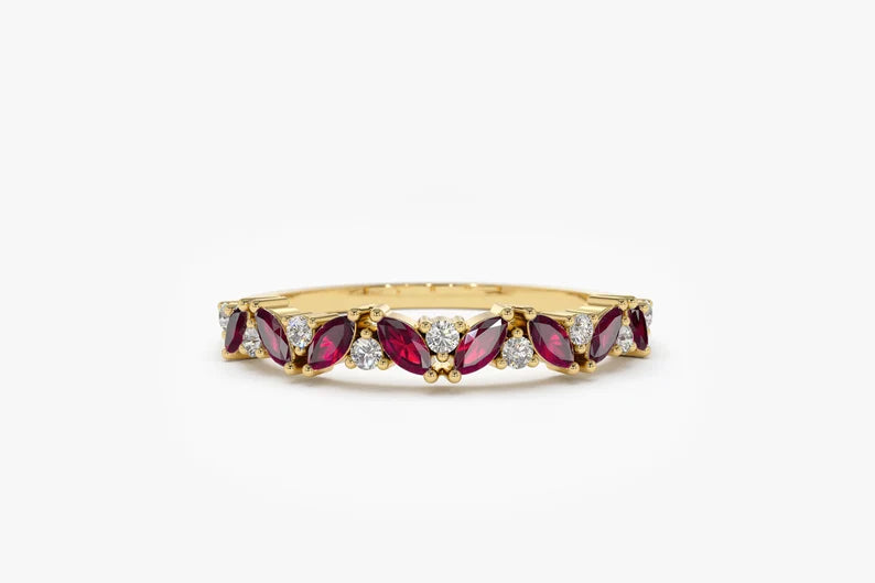 14K GOLD January Birthstone Stackable Ring Premium Design