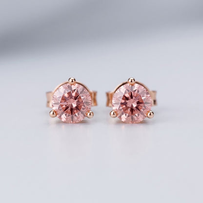 Pink diamond stud earrings in 14K rose gold