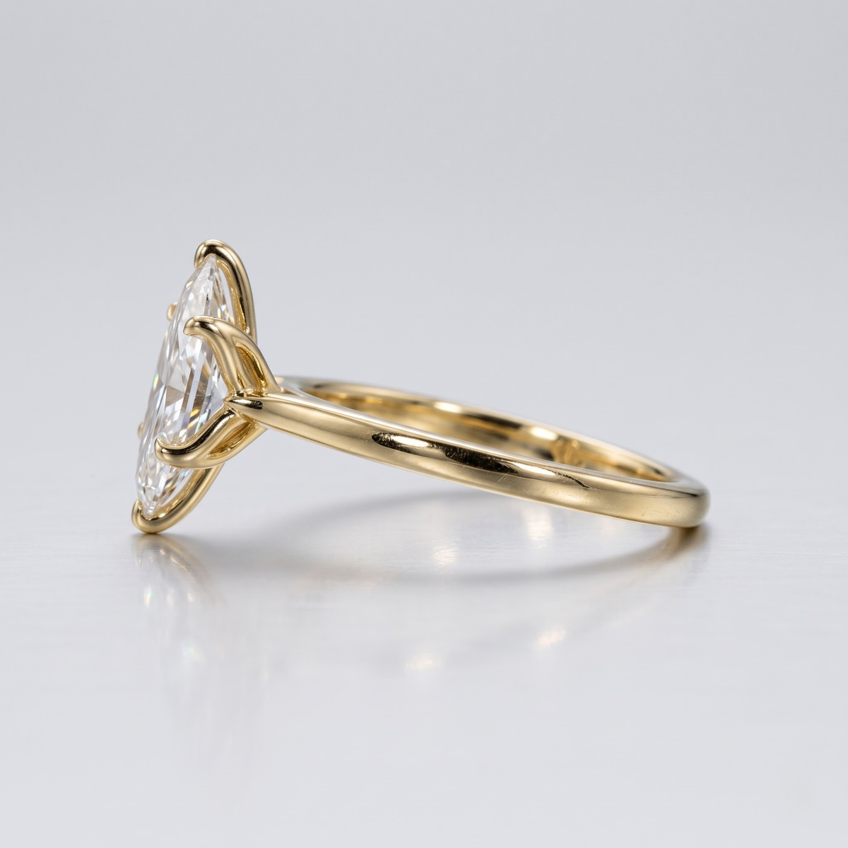 Marquise Cut Moissanite Engagement Ring in 14K Gold with 1–3 CT Diamond