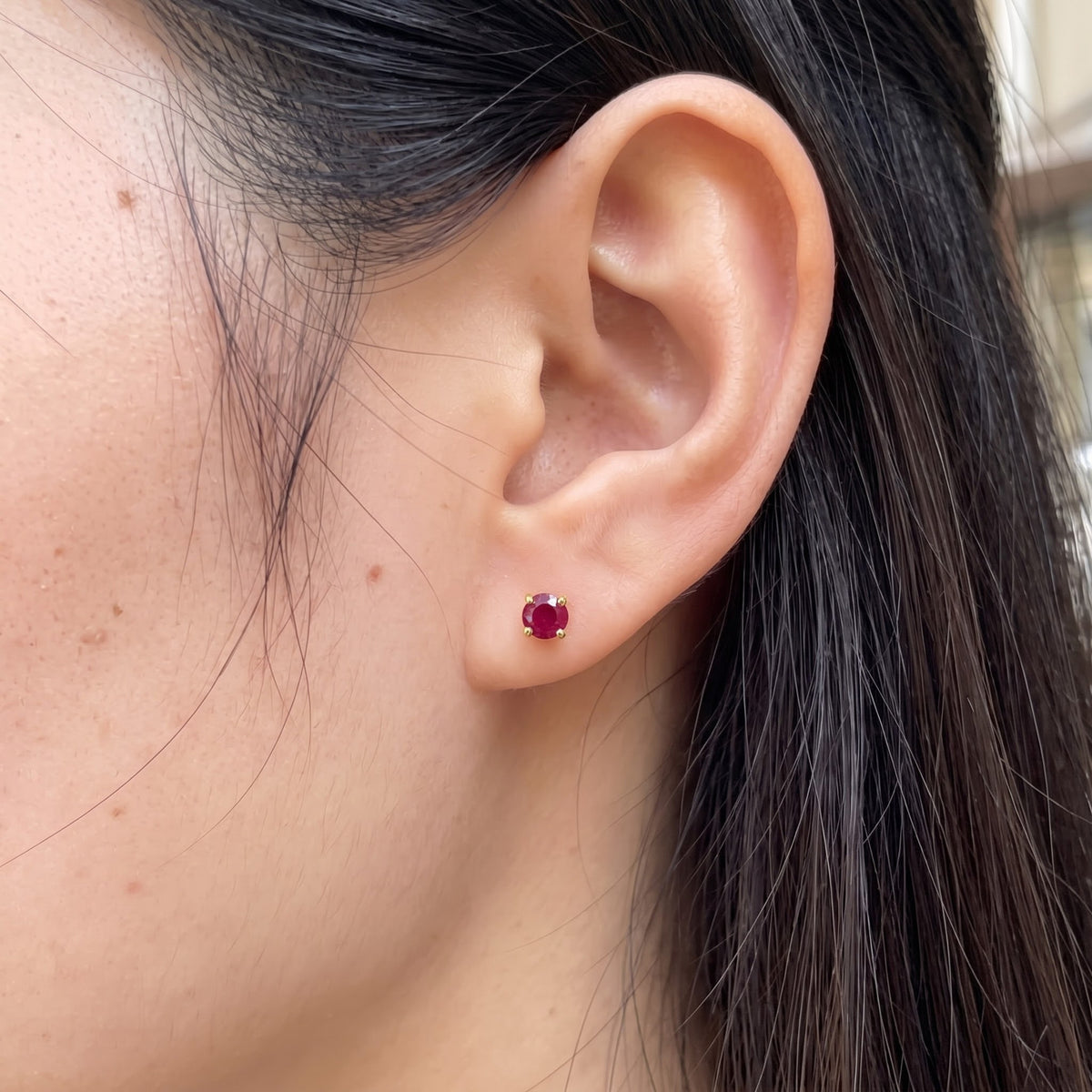 Ruby Royale Lab-Grown Ruby & Diamond Stud Earrings, 1.14 CTW