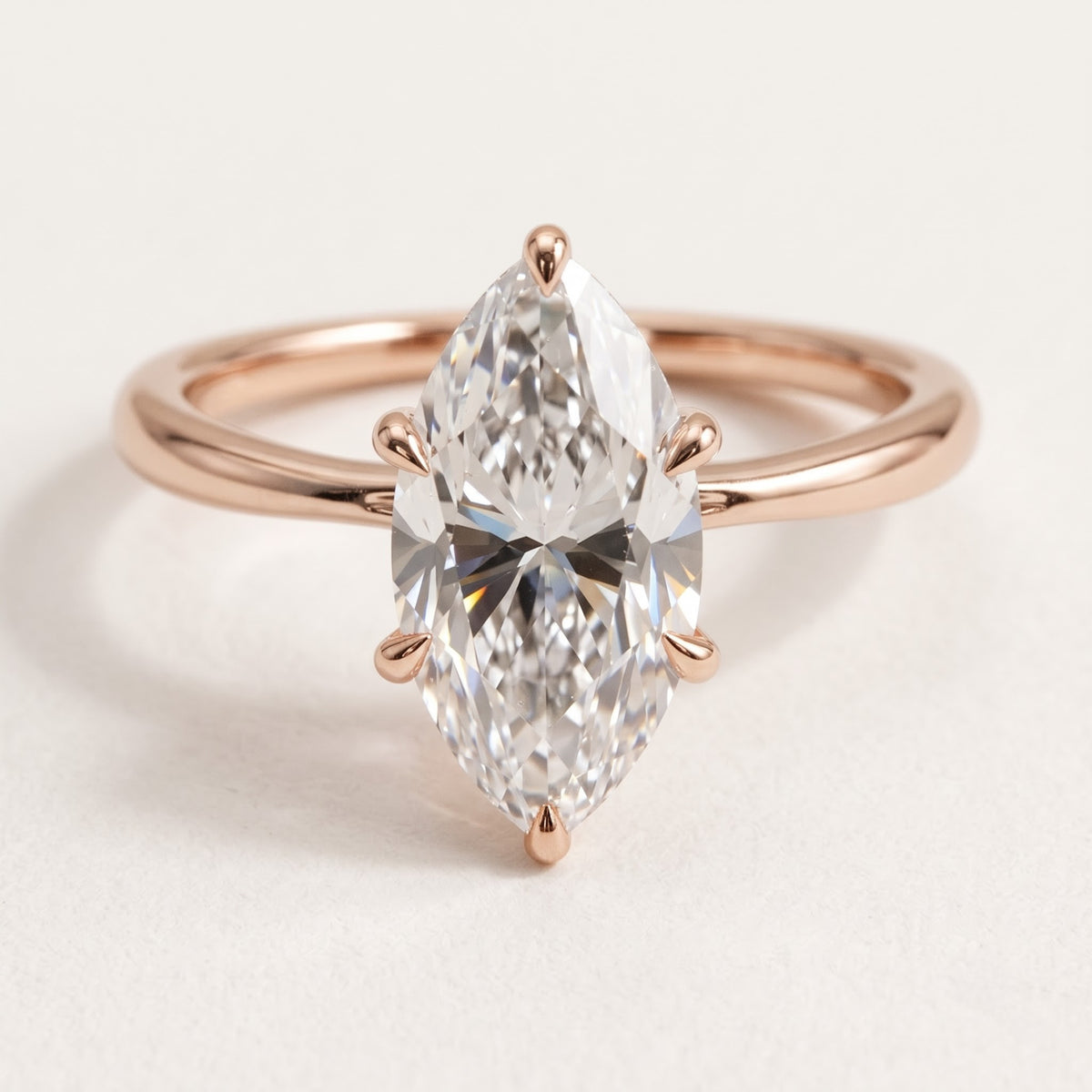 2 Ct - 3 Ct Marquise Ring with Hidden Halo | 14 KT Gold Solitaire Engagement Ring