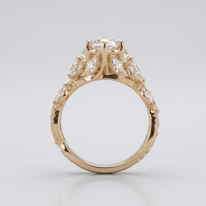 Marquise Moissanite Engagement Ring with Twisted Infinity Band in 14K gold