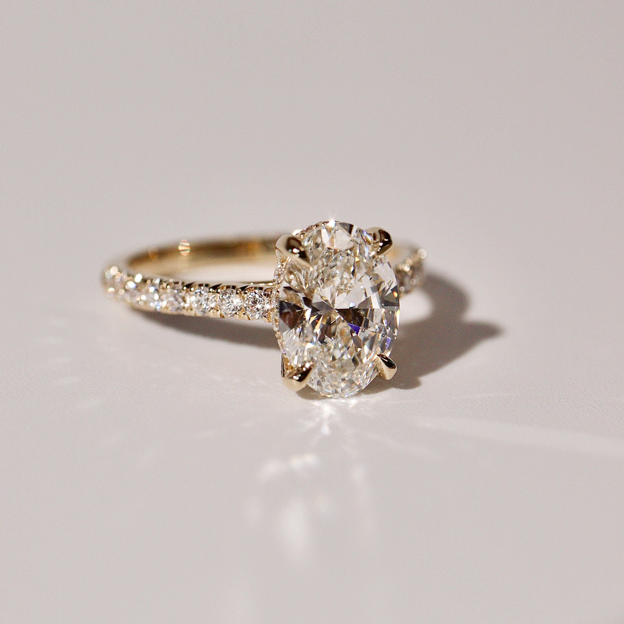 Riley Oval Hidden Halo Engagement Ring, Moissanite/Lab Grown Diamond